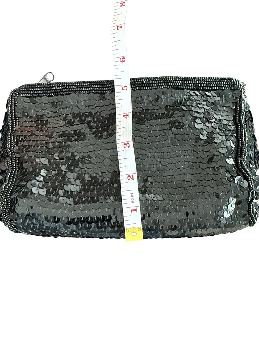 Vintage Joan Bari Black Sequin Beaded Slouchy Clutch/evening Bag